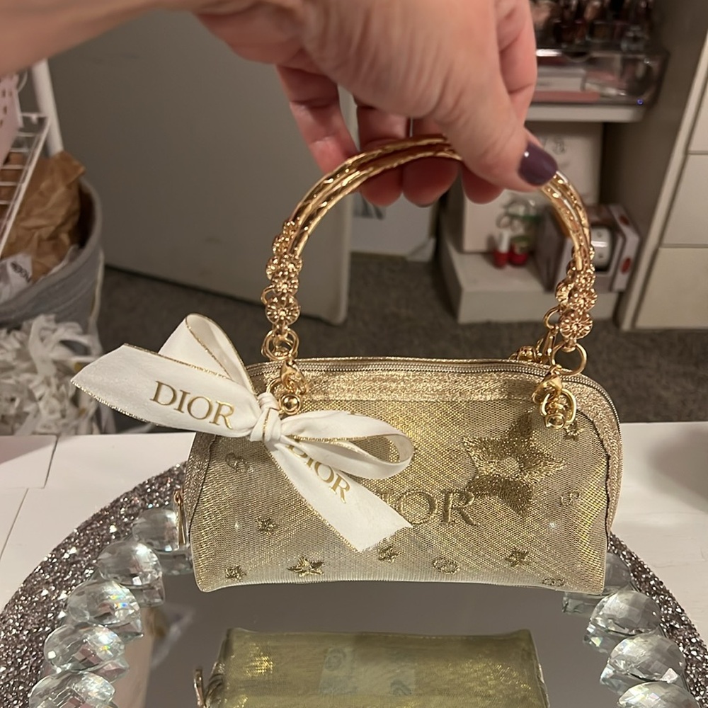 Dior Gold Women's Pouch with Handles/Dior Ribbon - Picture 8 of 8